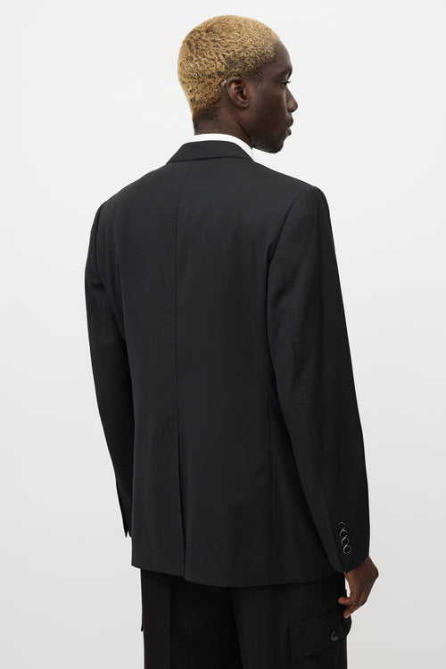 Dolce & Gabbana Black Wool Topstitch Blazer