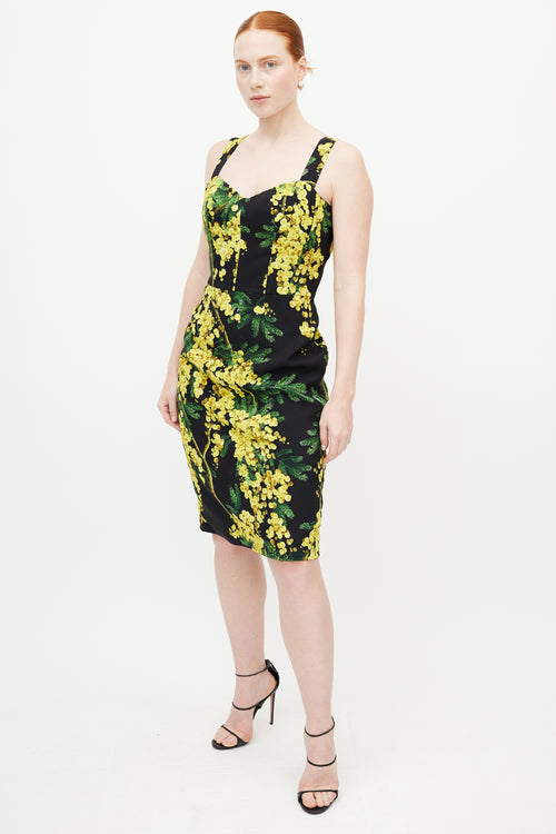 Dolce & Gabbana Black & Yellow Floral Dress