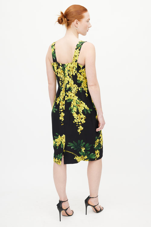 Dolce & Gabbana Black & Yellow Floral Dress