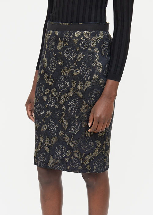 Dolce & Gabbana Black & Gold Floral Skirt