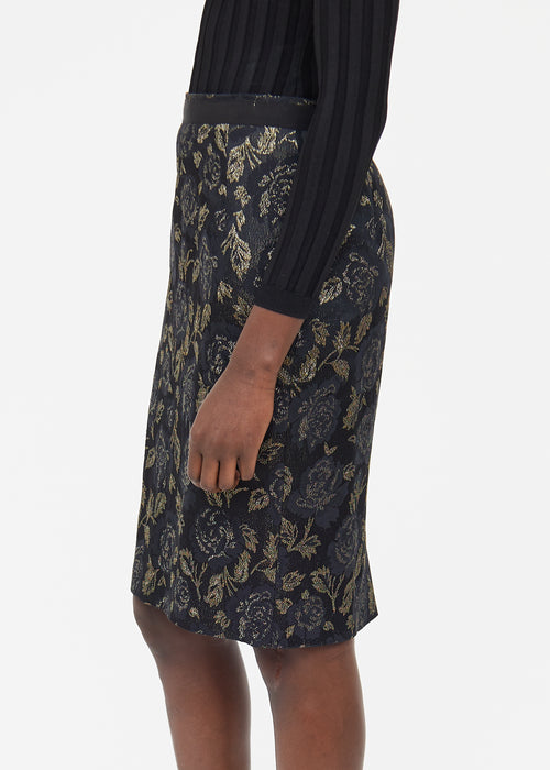 Dolce & Gabbana Black & Gold Floral Skirt