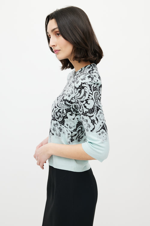 Dolce & Gabbana Blue & Black Lace Print Sweater