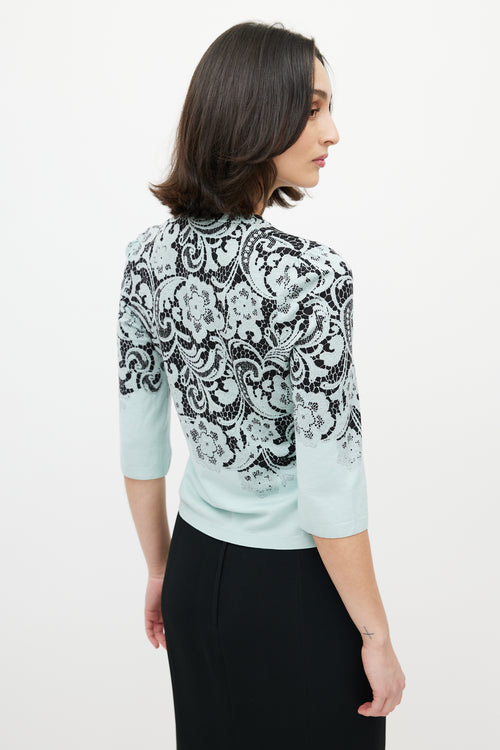 Dolce & Gabbana Blue & Black Lace Print Sweater