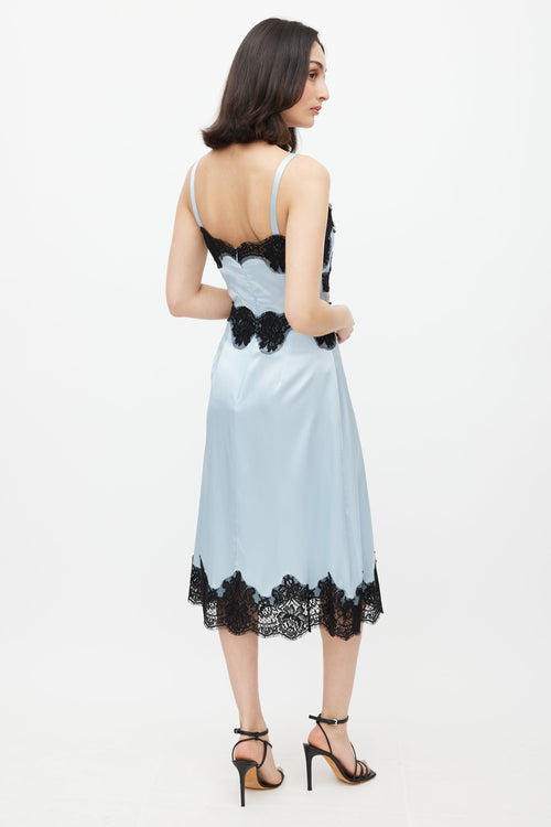 Dolce & Gabbana Blue & Black Lace Satin Dress