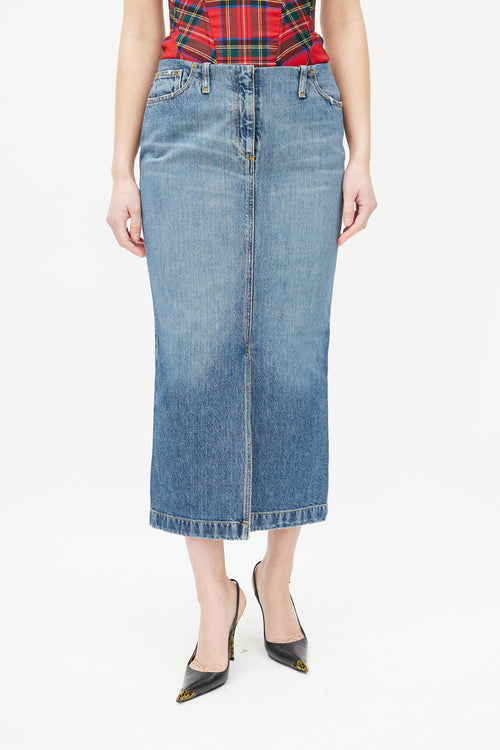 Dolce & Gabbana Blue Medium Wash Pencil Skirt