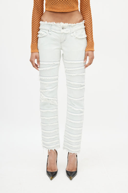 Dolce & Gabbana Blue Tiered Distressed Slim Jeans