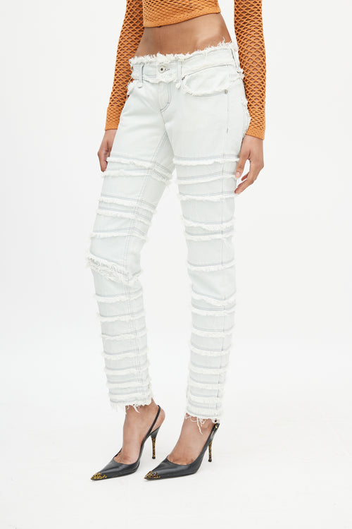 Dolce & Gabbana Blue Tiered Distressed Slim Jeans