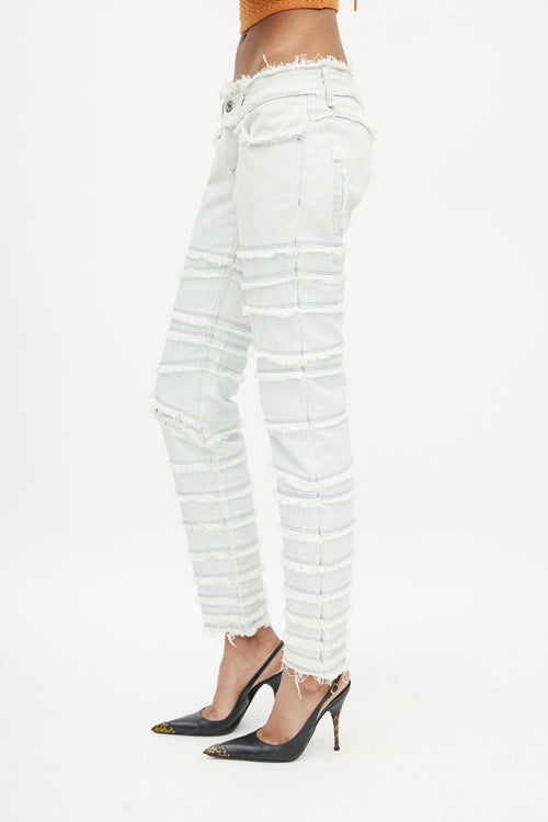 Dolce & Gabbana Blue Tiered Distressed Slim Jeans