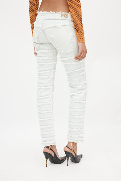 Dolce & Gabbana Blue Tiered Distressed Slim Jeans