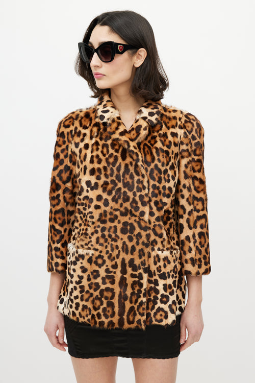 Dolce & Gabbana Brown & Black Fur Print Jacket
