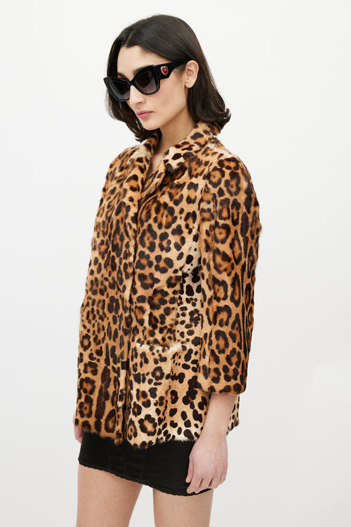 Dolce & Gabbana Brown & Black Fur Print Jacket