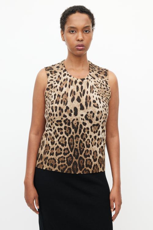 Dolce & Gabbana Brown & Black Print Knit Tank