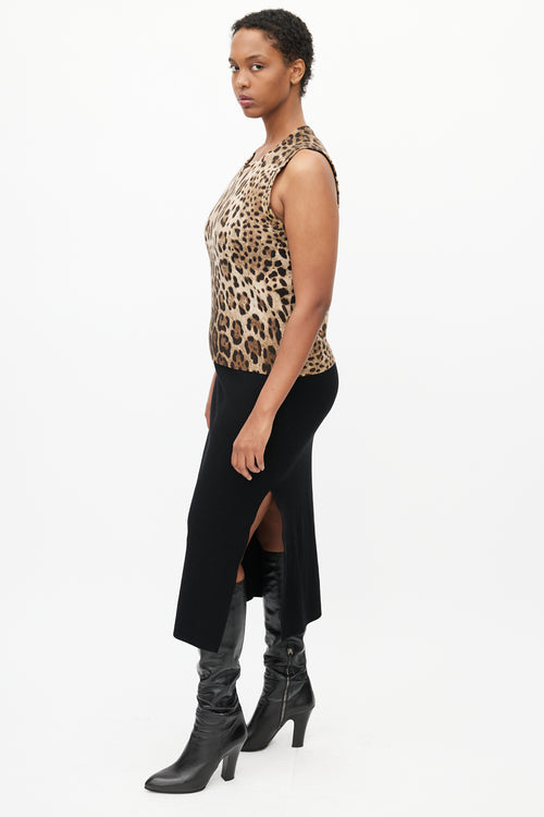 Dolce & Gabbana Brown & Black Print Knit Tank