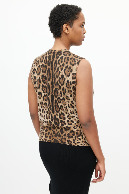 Dolce & Gabbana Brown & Black Print Knit Tank