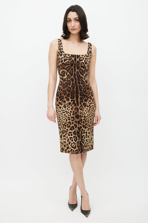 Dolce & Gabbana Brown Printed Silk Dress