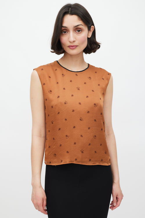 Dolce & Gabbana Brown Silk Floral Tie Back Top
