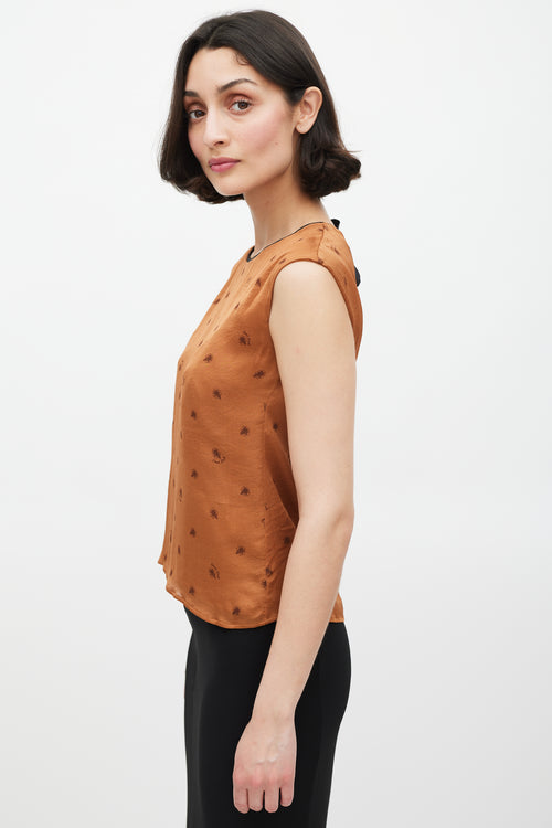 Dolce & Gabbana Brown Silk Floral Tie Back Top