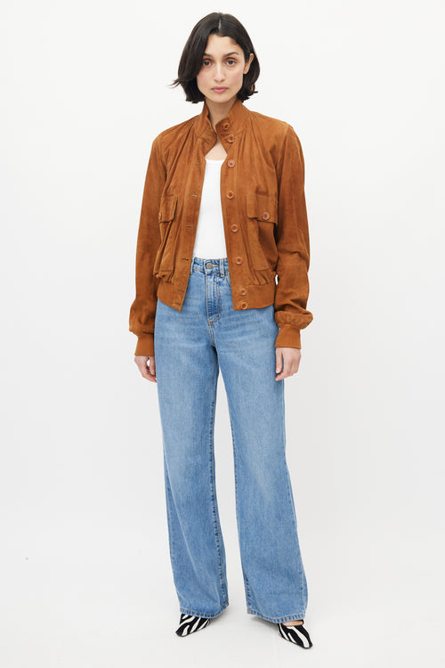 Dolce & Gabbana Brown Suede Bomber Jacket