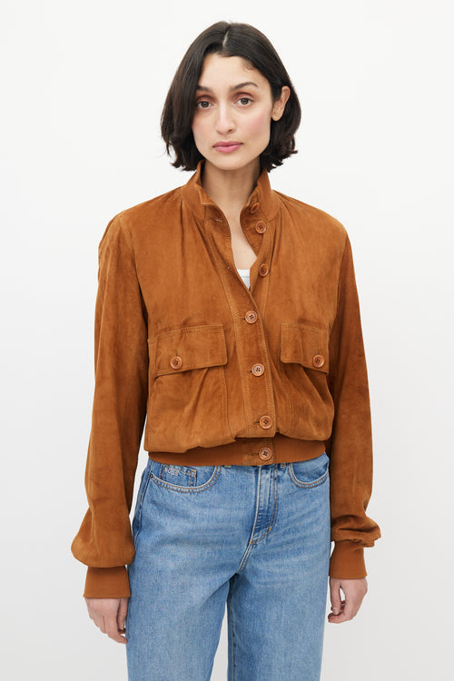 Dolce & Gabbana Brown Suede Bomber Jacket