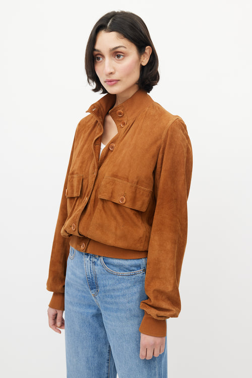 Dolce & Gabbana Brown Suede Bomber Jacket