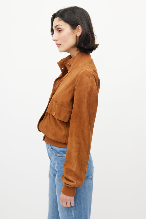 Dolce & Gabbana Brown Suede Bomber Jacket