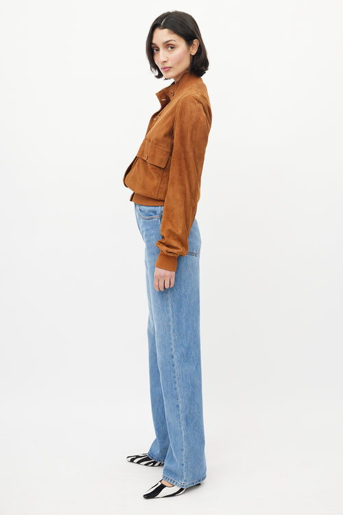 Dolce & Gabbana Brown Suede Bomber Jacket
