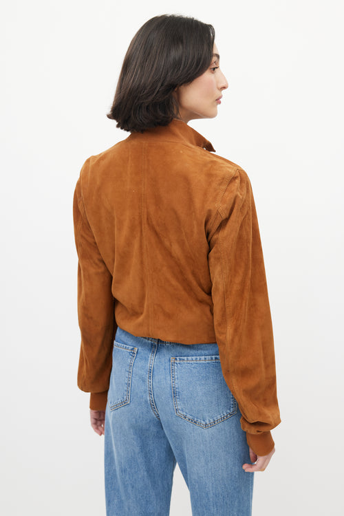 Dolce & Gabbana Brown Suede Bomber Jacket