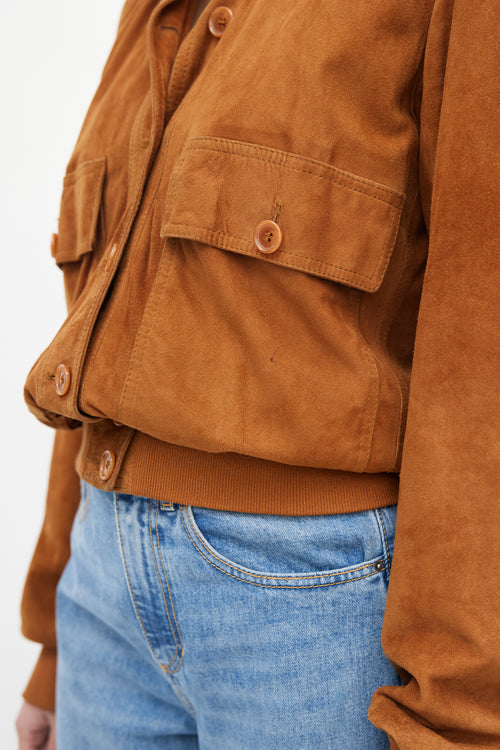 Dolce & Gabbana Brown Suede Bomber Jacket
