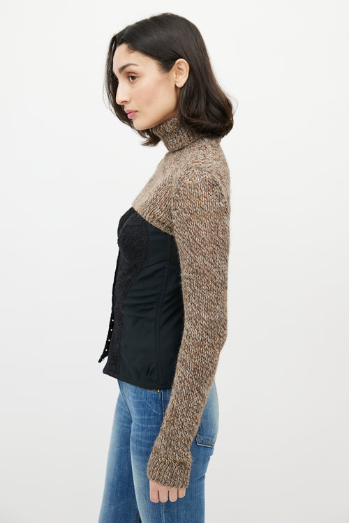 Dolce & Gabbana Brown Wool Cropped Sweater Shrug
