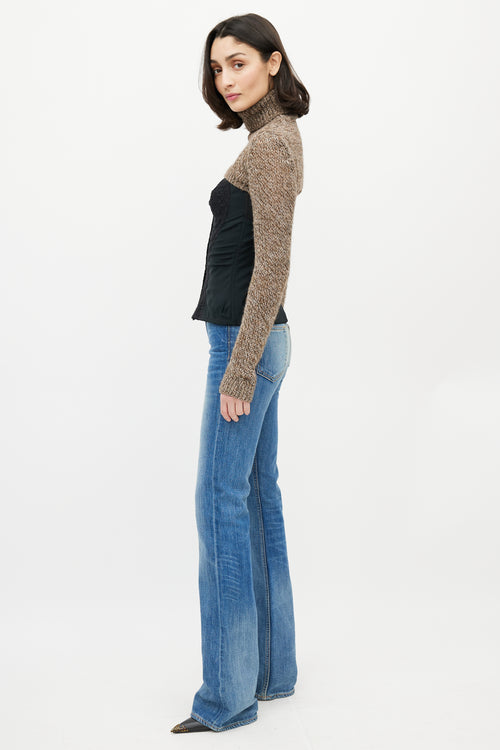 Dolce & Gabbana Brown Wool Cropped Sweater Shrug