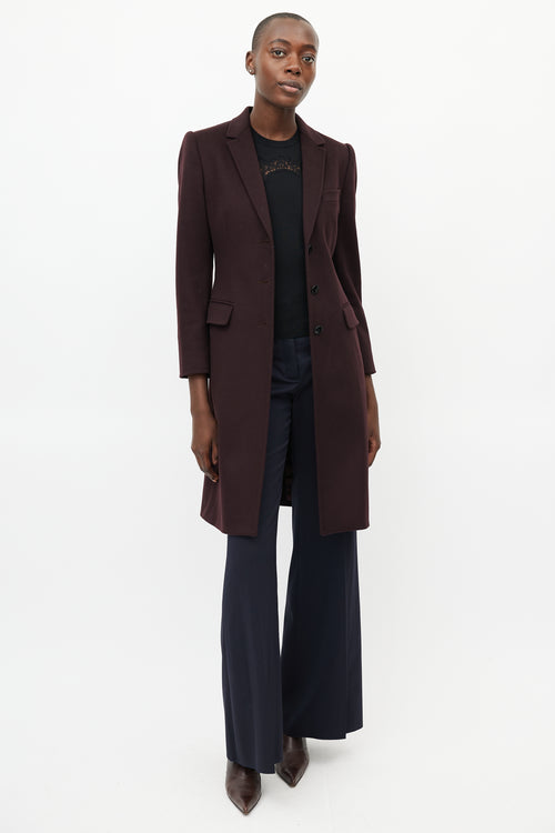 Dolce & Gabbana Burgundy Wool Coat