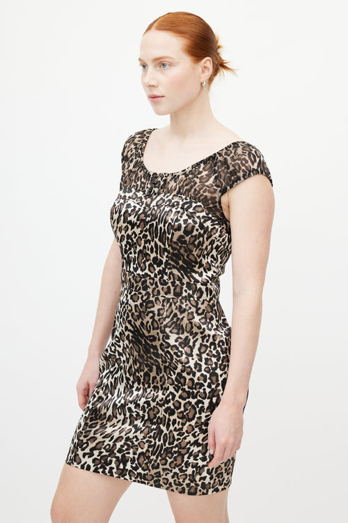 Dolce & Gabbana Cream & Black Print Silk Dress