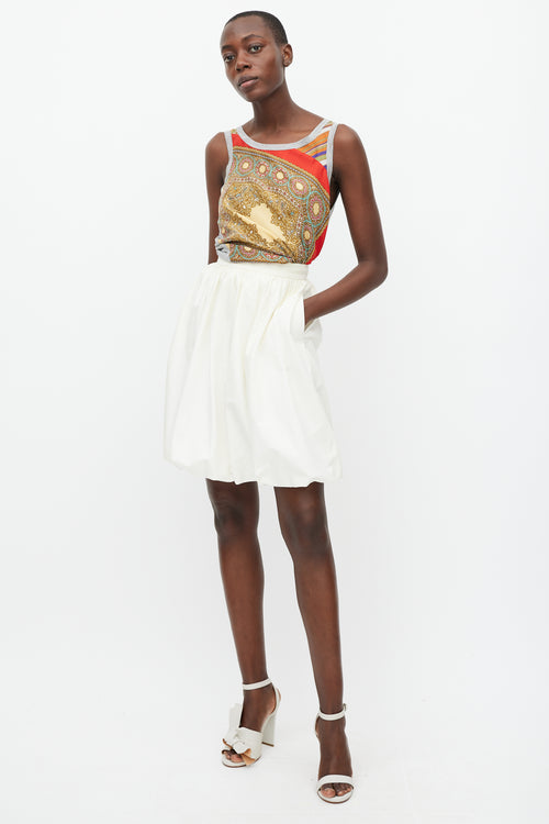 Dolce & Gabbana Cream Bubble Midi Skirt