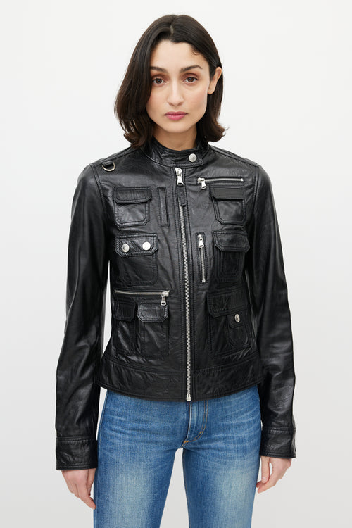 Dolce & Gabbana D&G Black Cargo Leather Jacket
