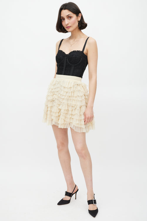 Dolce & Gabbana D&G Cream Tulle Ruffled Mini Skirt