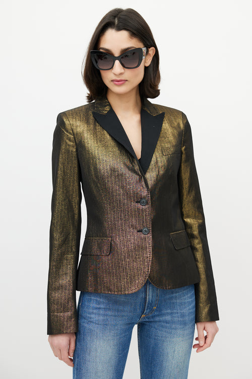 Dolce & Gabbana D&G Gold Brocade Peak Lapel Blazer
