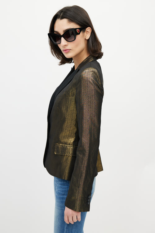 Dolce & Gabbana D&G Gold Brocade Peak Lapel Blazer
