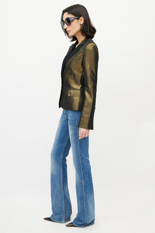 Dolce & Gabbana D&G Gold Brocade Peak Lapel Blazer