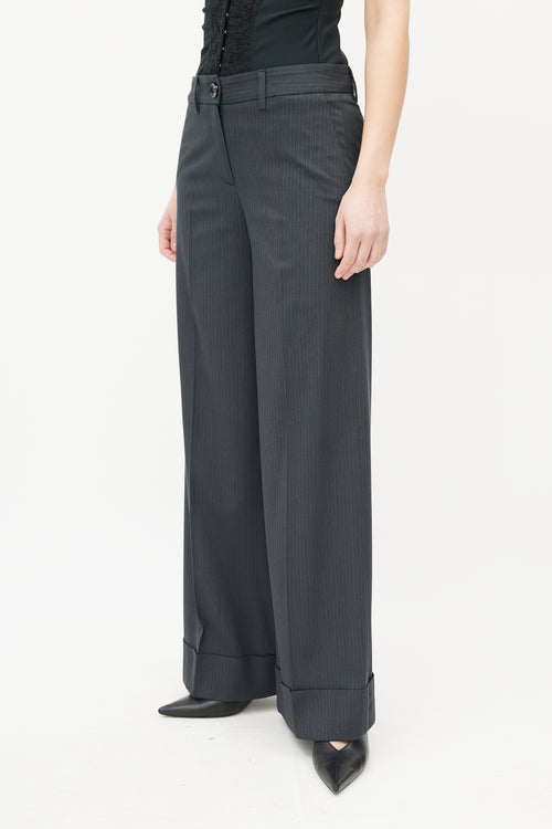 Dolce & Gabbana D&G Grey & Blue Pinstripe Pant Suit