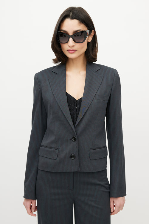 Dolce & Gabbana D&G Grey & Blue Pinstripe Pant Suit