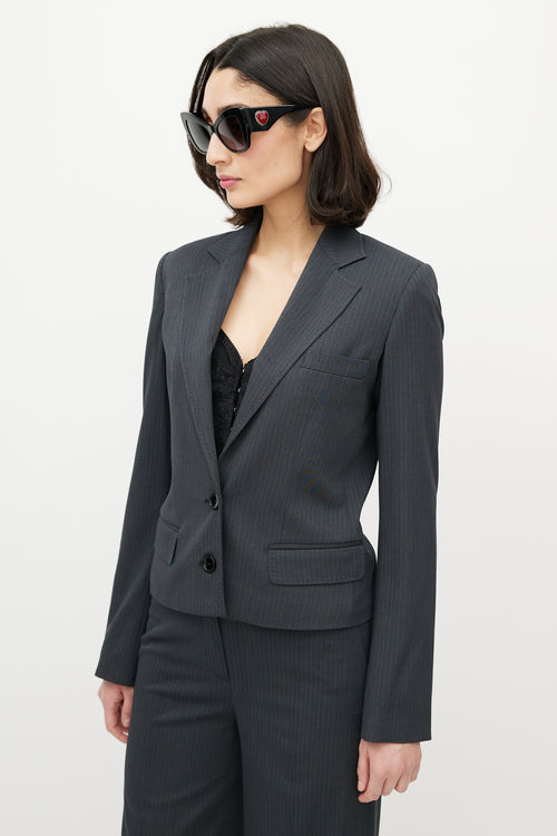 Dolce & Gabbana D&G Grey & Blue Pinstripe Pant Suit