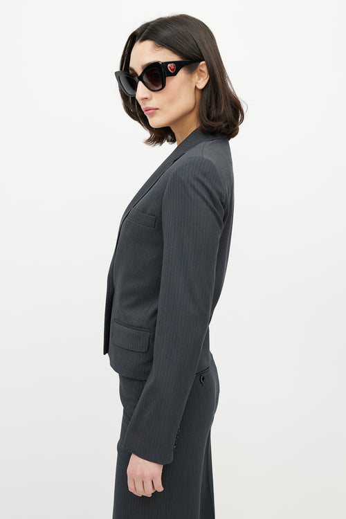 Dolce & Gabbana D&G Grey & Blue Pinstripe Pant Suit