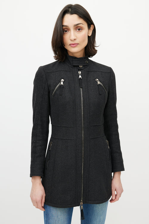 Dolce & Gabbana D&G Grey Wool Zip Long Jacket