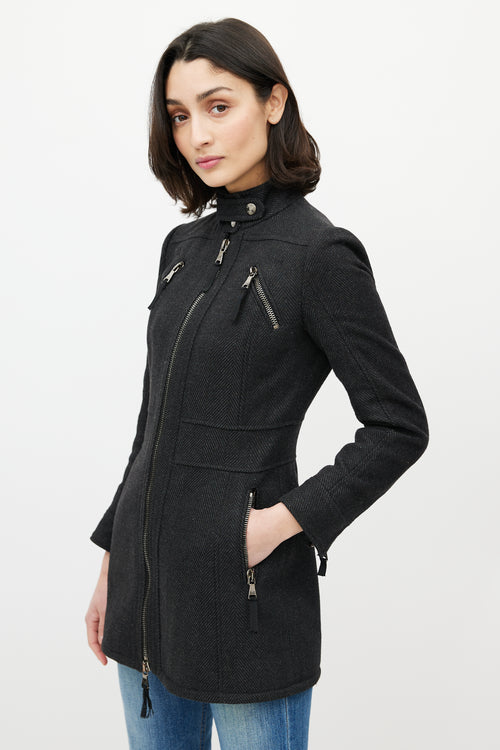 Dolce & Gabbana D&G Grey Wool Zip Long Jacket