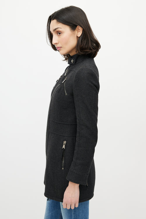 Dolce & Gabbana D&G Grey Wool Zip Long Jacket