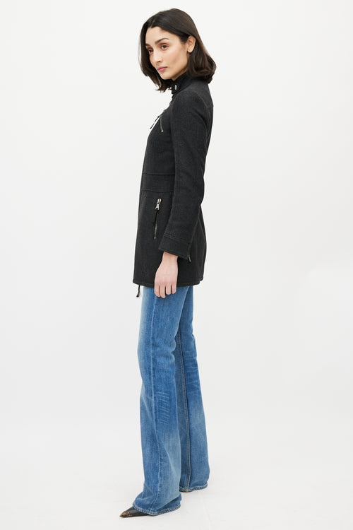 Dolce & Gabbana D&G Grey Wool Zip Long Jacket