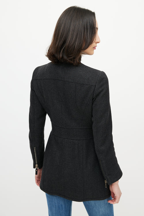 Dolce & Gabbana D&G Grey Wool Zip Long Jacket