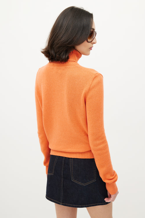 Dolce & Gabbana D&G Orange Knit Logo Turtleneck Sweater