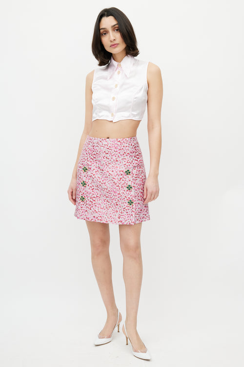 Dolce & Gabbana D&G Pink Satin Cropped Shirt