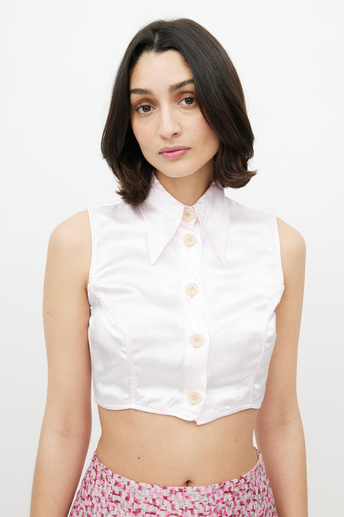 Dolce & Gabbana D&G Pink Satin Cropped Shirt
